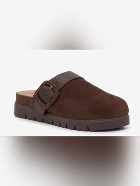 Lucky Brand Sweedy Mule Dark Chocolate Brown Slides Comfort Shoes Size 8.5